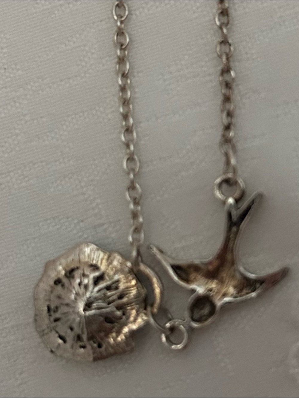 Silver-tone Birds Nest Necklace With 4 Turquoise Eggs - Picture 3 of 4